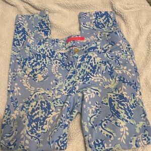 Lilly Pulitzer Blue and Cream Floral Pants